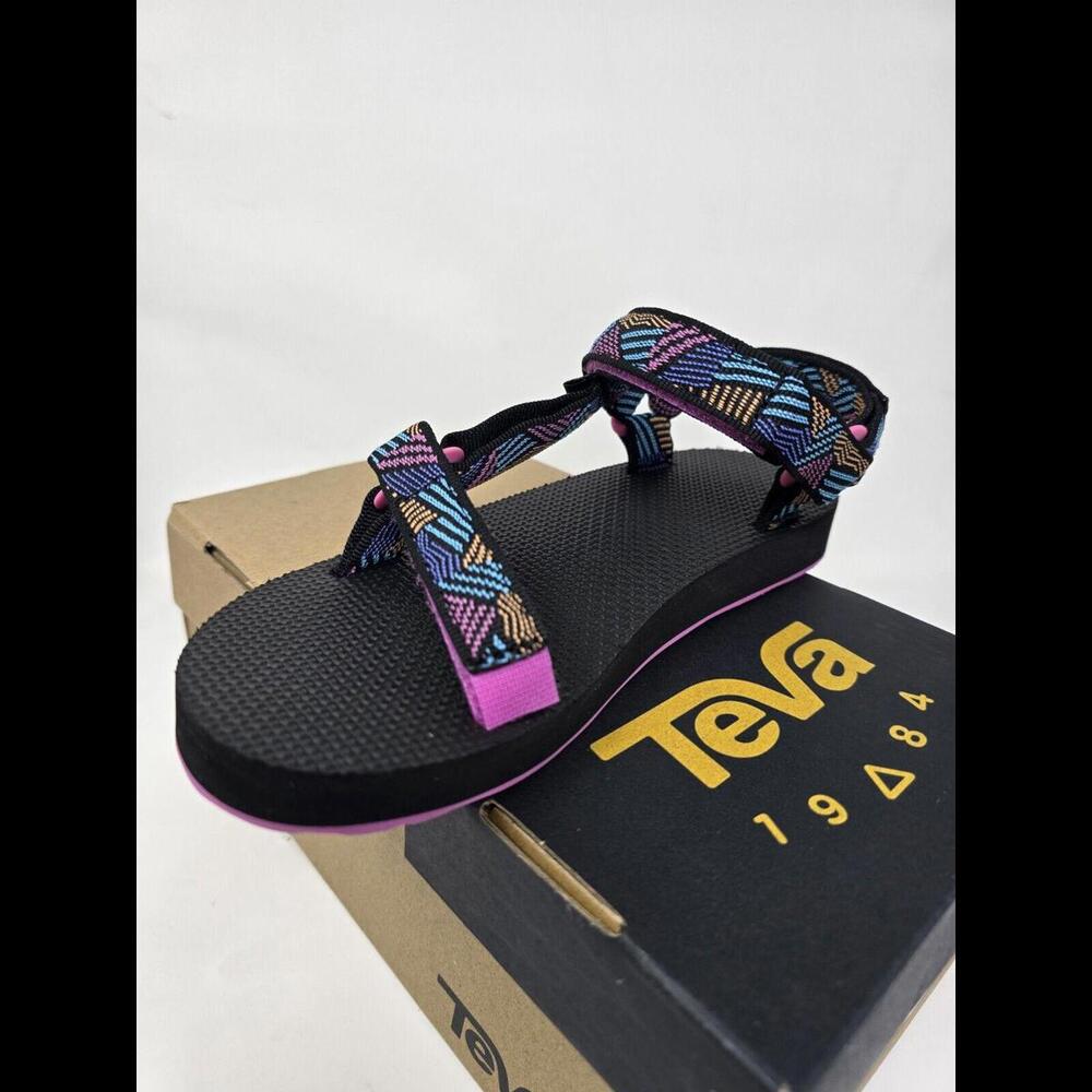 Teva Girls Original Universal Sandal, Borderless Black/pink - Picture 4 of 6